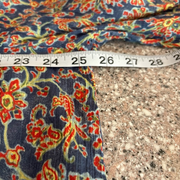 Chaps Women’s 2X Blue Floral Square Neck 3/4 Sleeve Gauzy Blouse NEW!!! - Picture 8 of 9